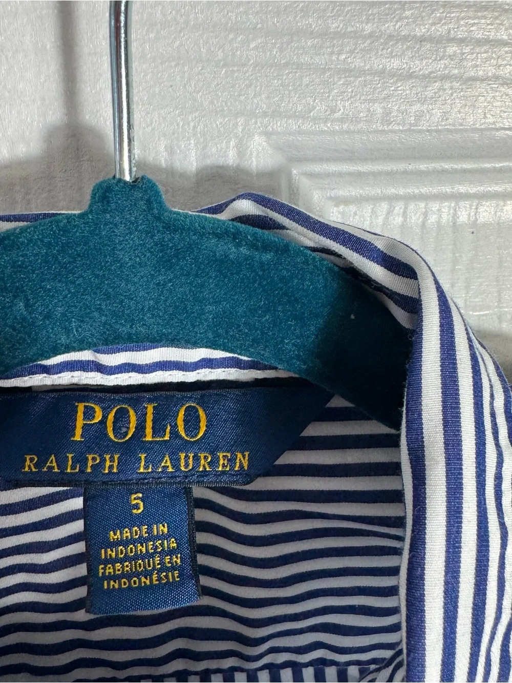 Polo Ralph Lauren Girls Striped Shirt Dress Navy White Size 5 Cotton